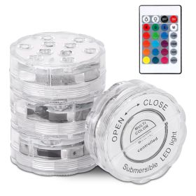 4Pcs RGB Swimming Pool Lights With Remote Control  IP68 Waterproof Battery Operated Submersible 16 Modes For Pond Bathtub Hot Tub Party