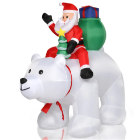 6ft 15W 7pcs LED Lights Santa Claus Rides Polar Bear Garden Santa Claus Decoration