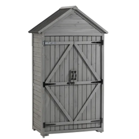 Outdoor Storage Cabinet Garden Wood Tool Shed Outside Wooden Closet With Shelves And Latch