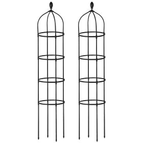 2 Packs Garden Obelisk Trellis 5.9FT Plants Tower for Climbing Plants Flower Vegetable Vine Support Rustproof Garden Plant Trellis Black
