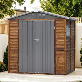 4x6FT Iron-Wood Combination Tool Shed  A Perfect Blend Of Nature And Functionality