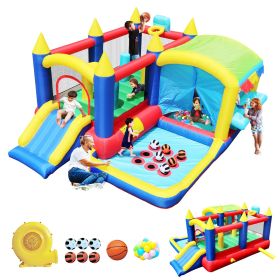7 in 1 Inflatable Bounce House, Bouncy House with Ball Pit for Kids Indoor Outdoor Party Family Fun, Obstacles