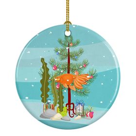 Celestial Eye Goldfish Merry Christmas Ceramic Ornament Christmas Tree Hanging Decorations for Home Christmas Holiday, Party, Gift, 3 in, Multico