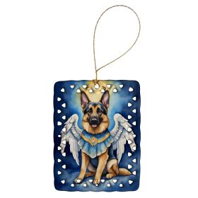 German Shepherd My Angel Porcelain Ornament Christmas Tree Hanging Decorations for Home Christmas Holiday, Rectangle, Gift, Multicolor